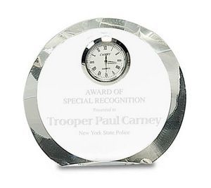 CM724, clock, crystal, gift, award, personalization, silver, clear