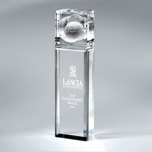 Optic Crystal, rectangle, Tower, Golf Ball, golf trophy, golf award, Award display