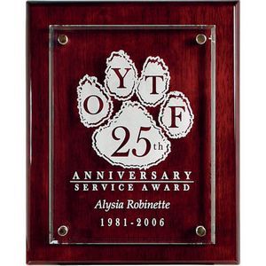 Plaque, rosewood, finish board, raised glass, digi color, full color, DC, clear glass