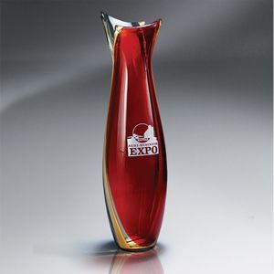 Vase, Gift, Art Glass, Centerpiece, Round, Contoured Body, Flower Holder, Recognition, Achievement Recognition