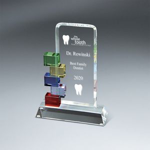 Optic Crystal, award beveled, Optic, Glass, Transparent, Beveled Panel, Rectangle Panel, Rounded Corner Top, Colored Glass