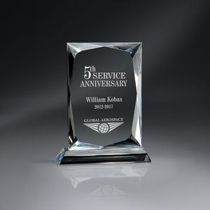 Optic Award, awards beveled, Holsworthy, Small, Glass, Transparent, Rectangle, Reflective, Recognition, Achievement