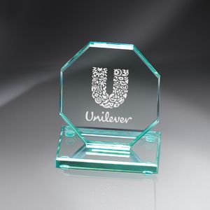 Carlisle Jade Glass Series, Small, Premium, Octagon, Rectangle Base, Transparent, Square Corner, Recognition, Achievement