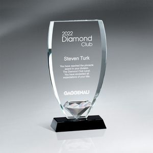 Reflective Crystal, Diamond Accent, Diamond Cut Accent, Glass, Shield, Transparent, Recognition, Achievement