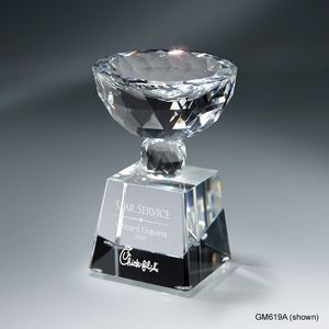 Faceted, Crystal, Cup, Pedestal, Tapered, Clear Glass Base, Award, Trophy, Trophies, Award, Award Crystal