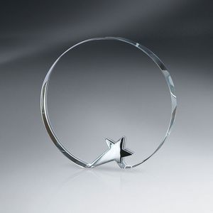Optic Crystal, Circle, round, clear base, Oblong, Award of Excellence, Award events