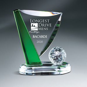 crystal, Oval Base, Ball, Accented Pin, Achievement Recognition, Transparent, recognition, award trophy, award trophy, golf
