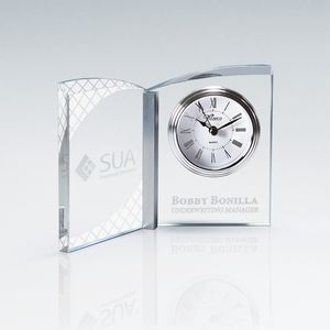 Crystal Impressions, Glass, Gift, Desk, Crystal, Square/Rectangle, Clear, Sandblast, Trophy, commemorative, recognition, sports, premier, corporate, gift, achievement, wholesale, clock, Tabletop