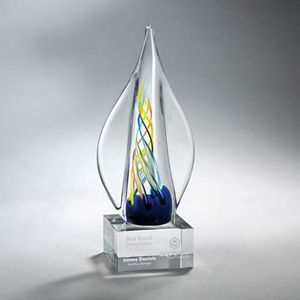 GM743, art glass, multi color, blown glass, sandblast, new, colorful, handcrafted, drop, Pacesetter awards, trophy, gift