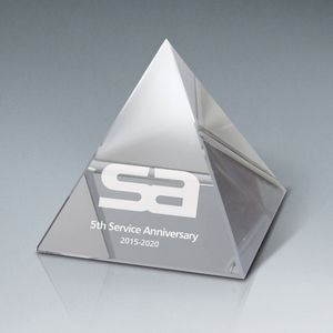 Large, Glass, Pyramid, Triangle, Flat Bottom, Pointed Top, Self-Standing, Achievement Recognition