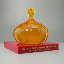 Custom Lucite garlic vegetable shaped gift or award