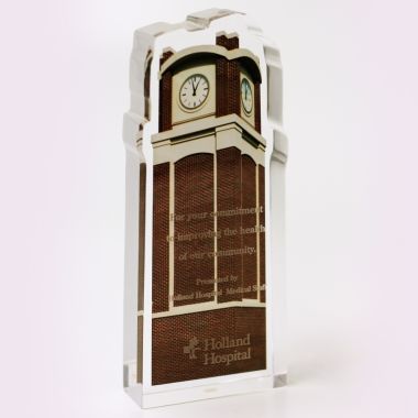 Clock tower replica retirement award made with Lucite