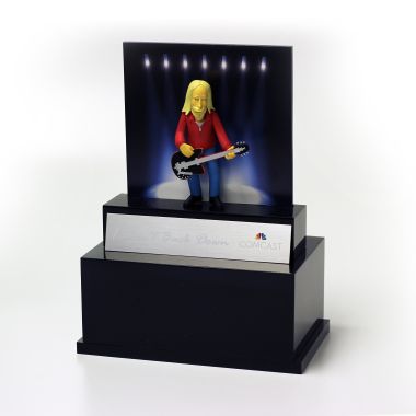 Custom shaped Tom Petty band stand with music award