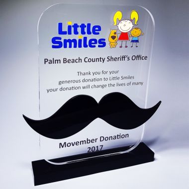 Lucite mustache award trophy or gift