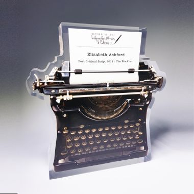 Custom shape vintage typewriter award or trophy