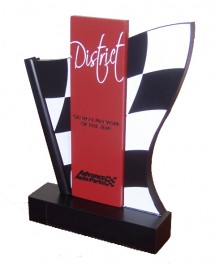 Stone checkered flag trophy for desk or book case