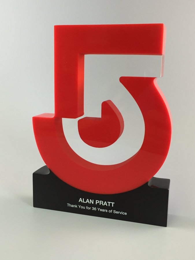 Molded logo shaped bespoke award or trophy