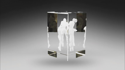 Custom 3-d crystal award of basketball players 