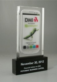 Custom shaped telecommunication smart phone bespoke awards or trophy or display