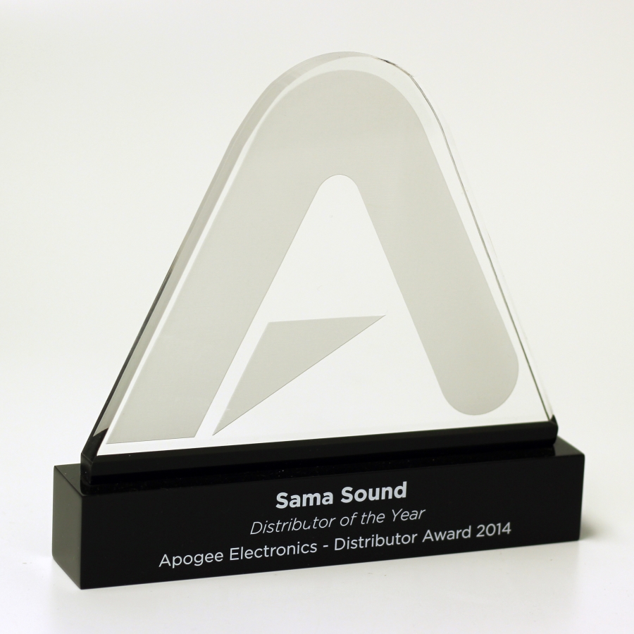 Custom shaped letter A award