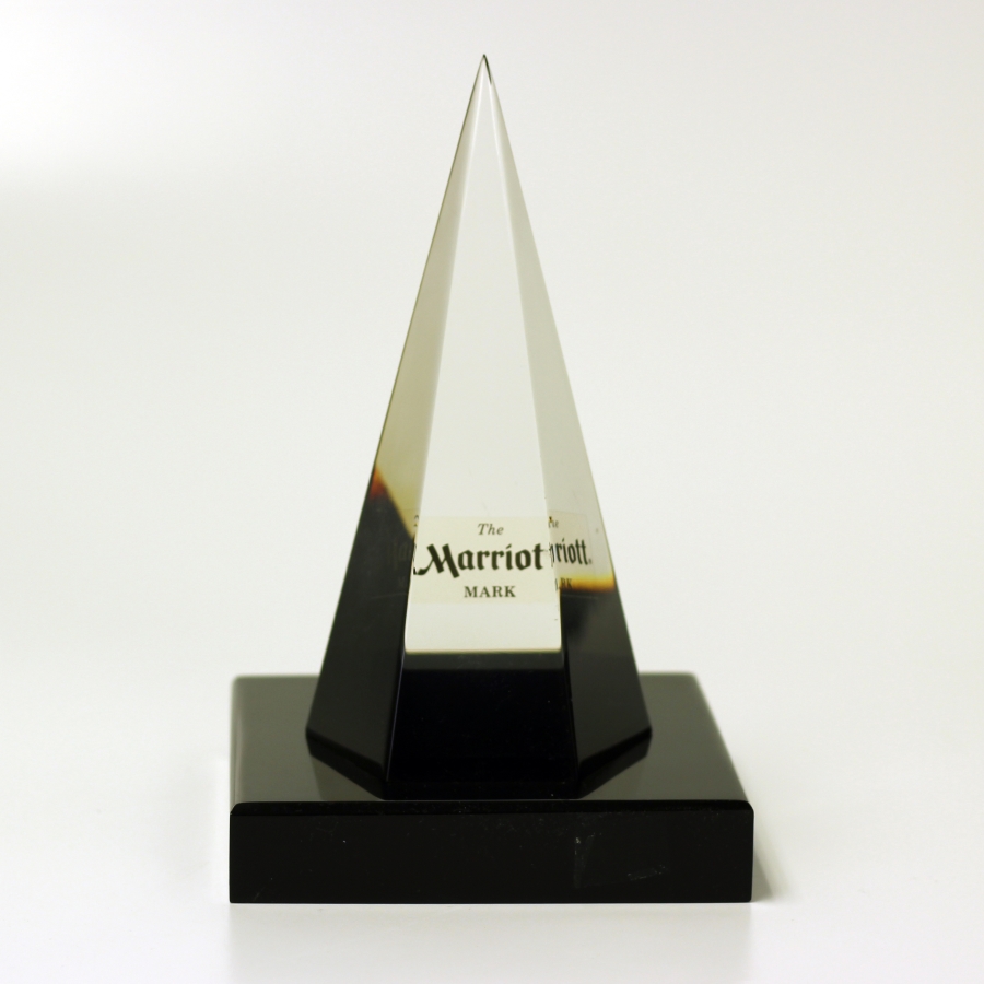 Custom shaped cone Lucite award trophy with base